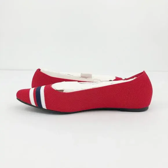 MIA Women's Emme Flyknit Ballet Flats Size 6 Red Stripes Pointed Toe NWOB - Picture 6 of 9